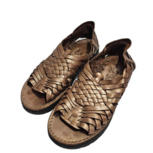 Brand X Huaraches Woven Leather Sandals Flats with Chunky Sole Size 6.5 Brown